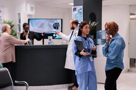 Healthcare professional in a clinic, representing SEO for clinics and doctors